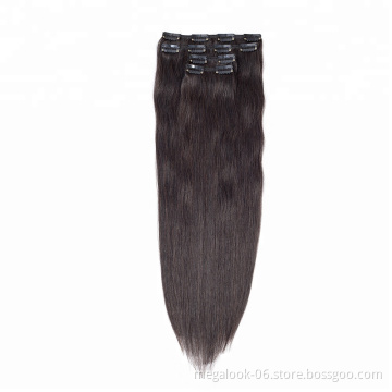 Private Label Straight Brazilian European Clip in Real Hair Extension Remy Human